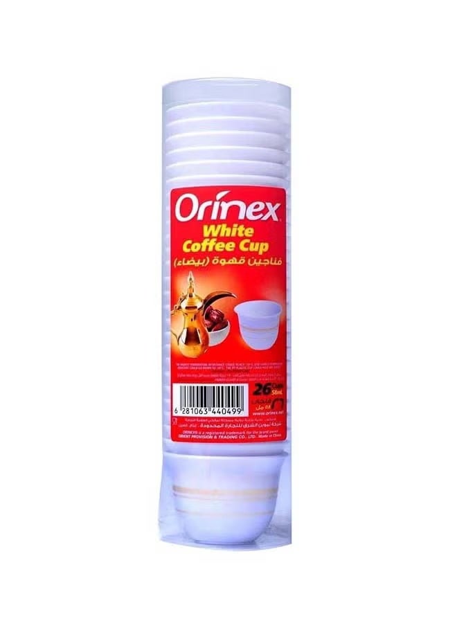 Orinex White Coffee Cup, 26 Pieces