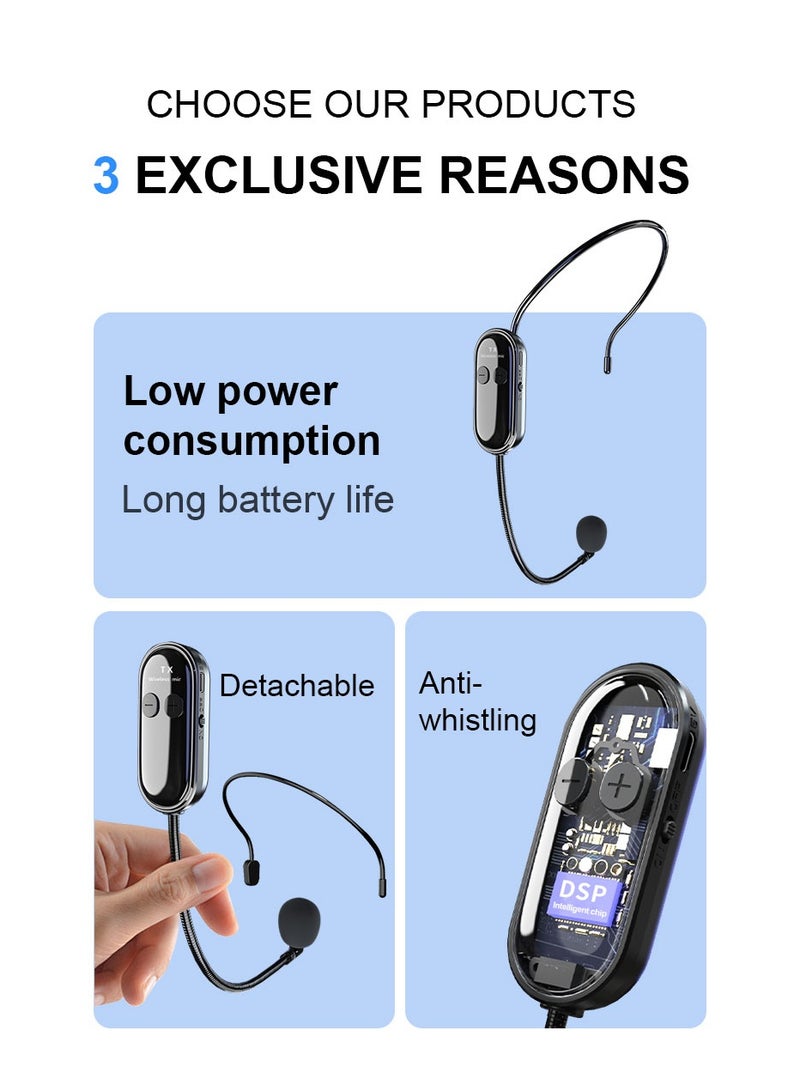 2.4G Wireless Headset Microphone for Teachers & Guides – Detachable, Long-Range (30M), Noise-Free, Auto-Pairing, 6-8H Battery – Compatible with PA Systems & Speakers - Image 3