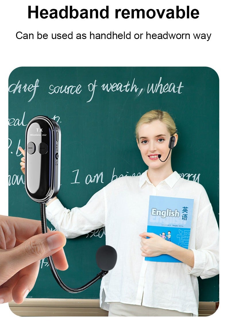 ميكروفون رأس لاسلكي 2.4G للمعلمين والمرشدين – قابل للفصل، مدى طويل (30M)، خالٍ من الضوضاء، اقتران تلقائي، بطارية تدوم 6-8 ساعات – متوافق مع أنظمة الصوت ومكبرات الصوت - Image 4