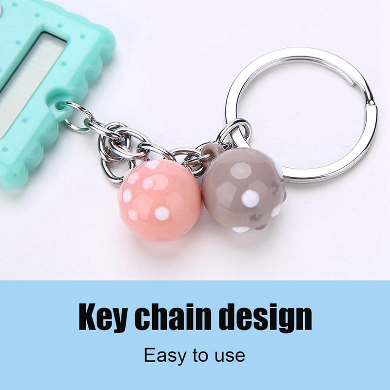 Portable Cute Cookies Key Chain Calculator, Candy Color Pocket Standard Function Calculator 8 Digit Display Keychain Basic Calculation for Travel (Green) - Image 5