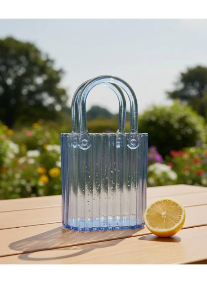 AKDC Transparent Blue Glass Bag-Shaped Designer Vase – 23×13 cm - Image 1