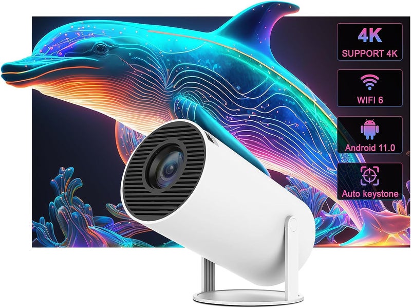AUN Free Style Pro Smart Projector by , 270° Rotatable Projector for Home 4K & 1080p Support, 8400L, Android 11 YouTube Builtin Apps 5G WiFi Auto Keystone 720p Native, 3W Speaker 176" Screen - Image 1