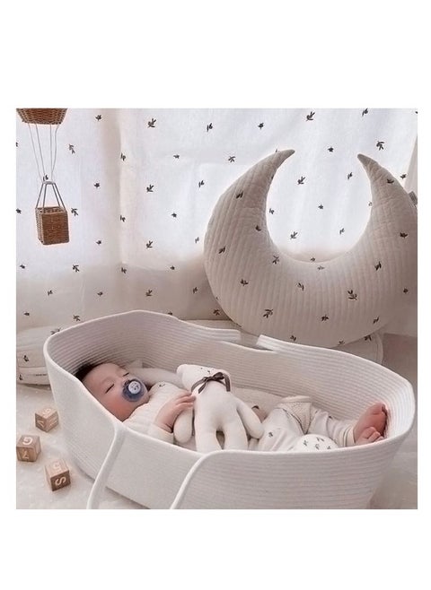 Portable Woven Baby Carrying Basket Nordic Cotton Rope Baby Carrying Basket