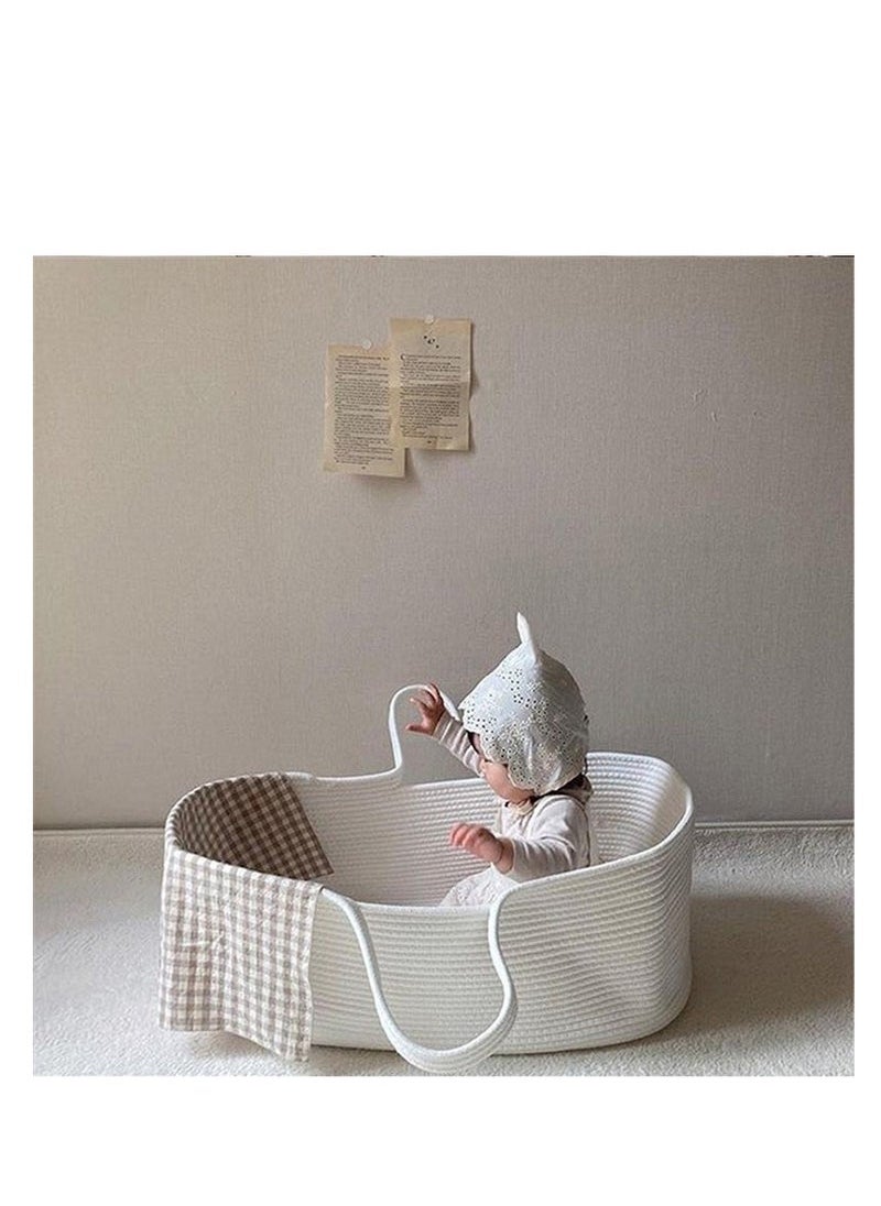 Portable Woven Baby Carrying Basket Nordic Cotton Rope Baby Carrying Basket