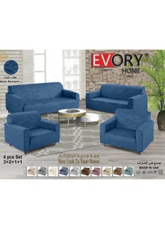 EVORY HOME Sofa Cover Waterproof Velvet Flower 4-Pieces Set of 7-Seater (3+2+1+1) Water Resistant Furniture Protector  - Image 1