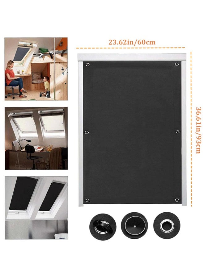 Hihonor - Easy-Going 100% Blackout Blind Suction Cup Curtain for Bedroom, Roof Windows, Office Windows, Baby Travel Curtain Window Shades and Blinds Sunshade for Car (Black, 24WX37L in) - Image 1
