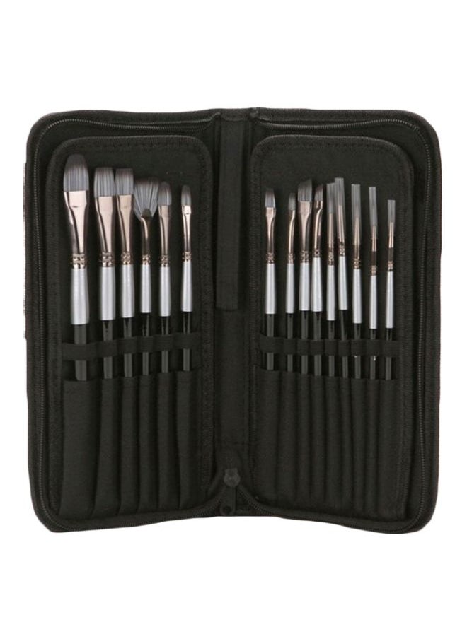 Generic 15-Piece Oil Colour Painting Brush Set Black/Silver  - Image 1