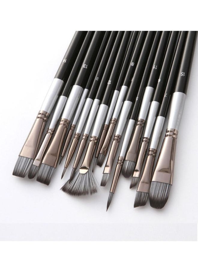 Generic 15-Piece Oil Colour Painting Brush Set Black/Silver  - Image 5