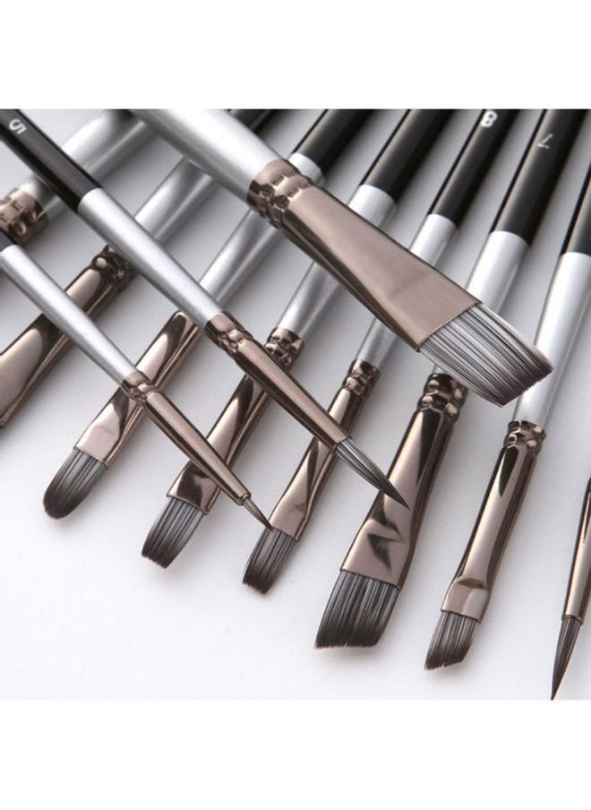Generic 15-Piece Oil Colour Painting Brush Set Black/Silver  - Image 3