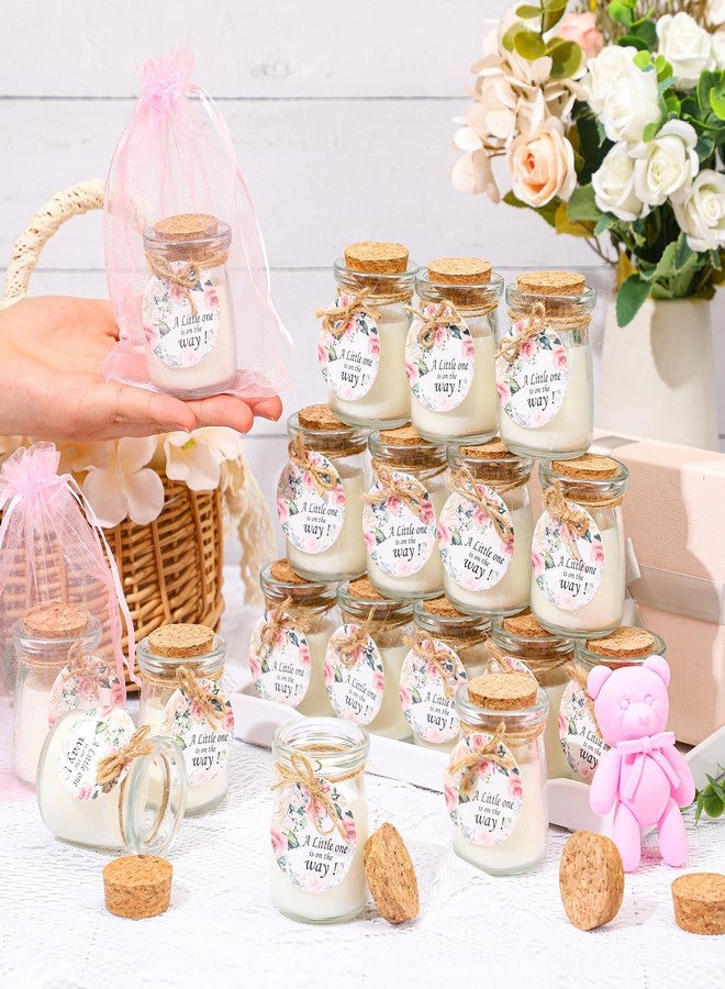 Threlaco 20 Pcs Baby Shower Favors Party Candle Lavender Scented Glass Mason Jar Wax Candle Bulk for Guests Girl Boy Gender Reveal Party Gifts(Pink,Flower) - Image 2