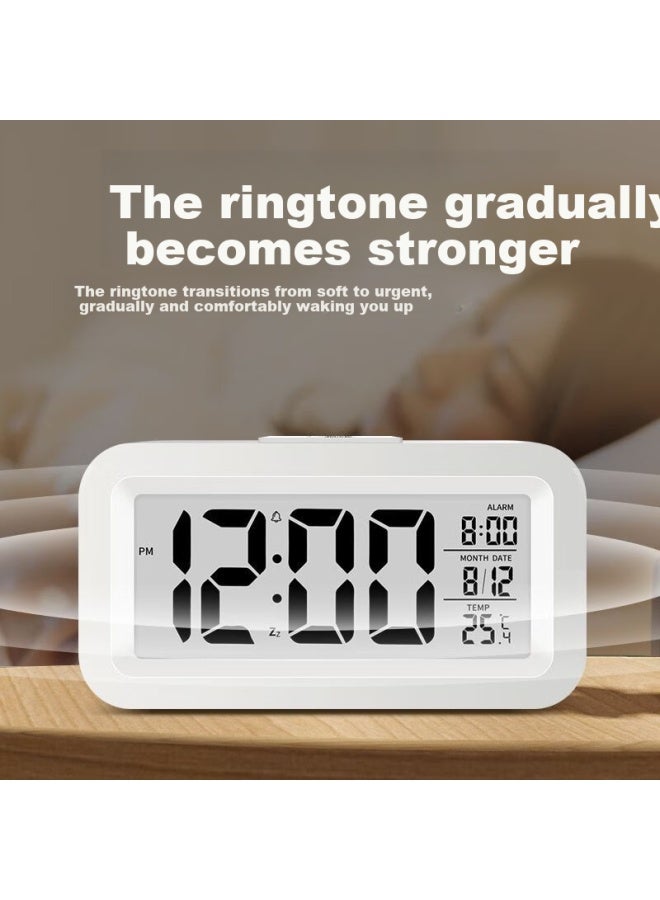 Qiao Qiao Qiao Multi-function Electronic Clock Alarm Clock Children's Bedroom Smart Bedside Clock Student Special Wake-up Artifact Desktop Seat Clock White - Image 4