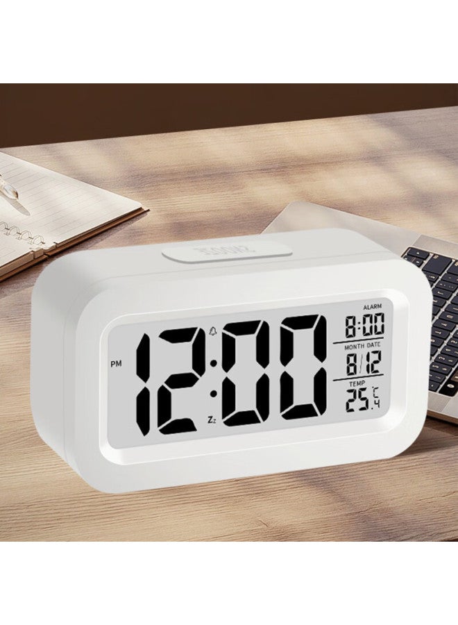 Qiao Qiao Qiao Multi-function Electronic Clock Alarm Clock Children's Bedroom Smart Bedside Clock Student Special Wake-up Artifact Desktop Seat Clock White - Image 1