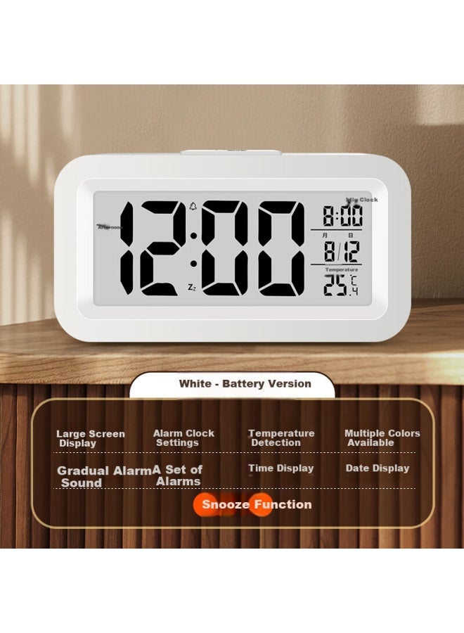 Qiao Qiao Qiao Multi-function Electronic Clock Alarm Clock Children's Bedroom Smart Bedside Clock Student Special Wake-up Artifact Desktop Seat Clock White - Image 3