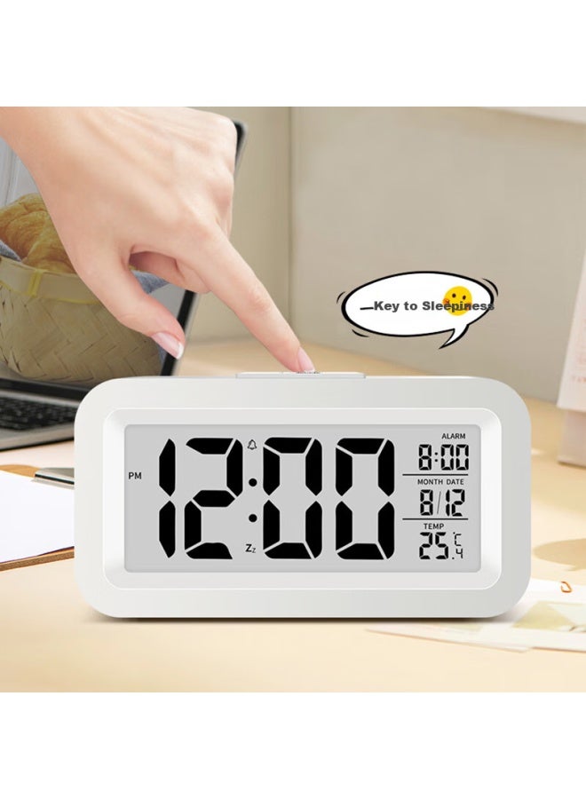 Qiao Qiao Qiao Multi-function Electronic Clock Alarm Clock Children's Bedroom Smart Bedside Clock Student Special Wake-up Artifact Desktop Seat Clock White - Image 2