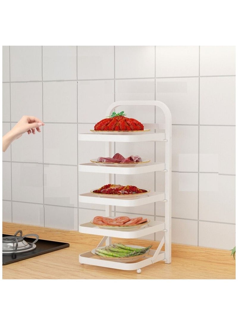 Lady Kitchen Dish Stand Stainless Steel Holder 5 Shelves White Color