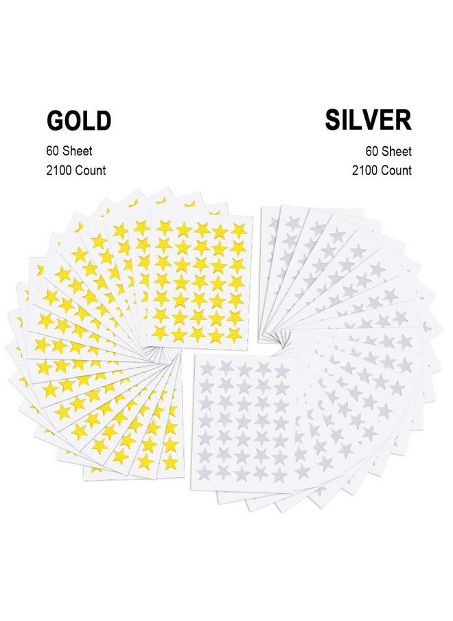 Heqishun - 4200 Count Star Stickers Self-Adhesive Foil Star Stickers For Kids Teachers (Gold + Silver) - Image 1