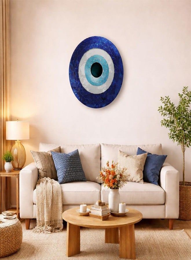 JIKRAA® Evil Eye Ceramic Decorative Wall Plate with Stand | 2-in-1 Wall Hanging & Tabletop Decor | Size- 10 inch | Protection Good Luck Positivity Prosperity Nazar Home Decor - Image 1