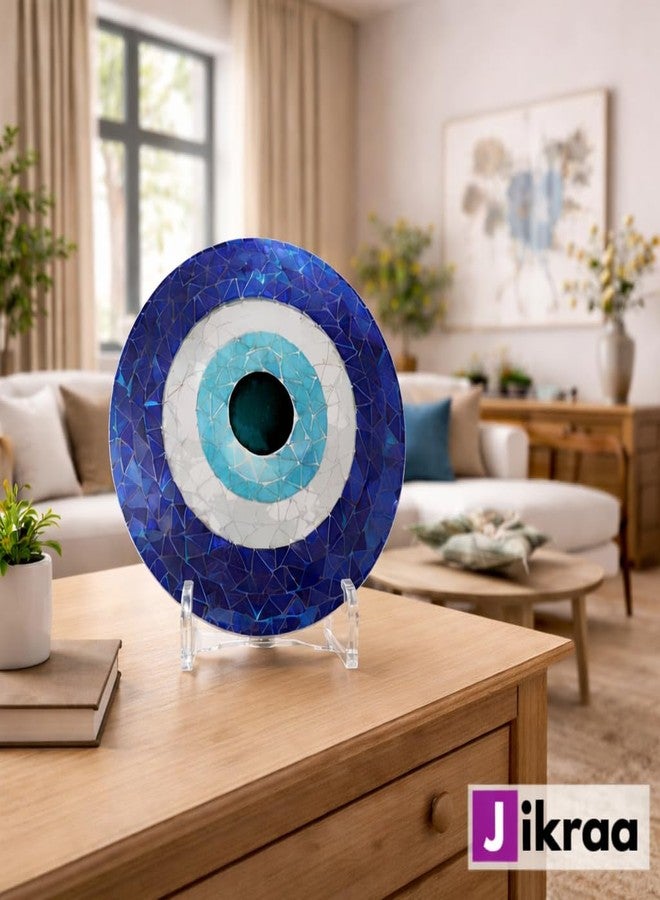 JIKRAA® Evil Eye Ceramic Decorative Wall Plate with Stand | 2-in-1 Wall Hanging & Tabletop Decor | Size- 10 inch | Protection Good Luck Positivity Prosperity Nazar Home Decor - Image 2