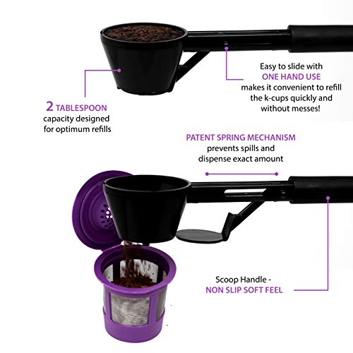 PUREHQ Reusable K Cups Coffee Filter Pod for Keurig 1.0 & 2.0 Machines - Coffee Scoop Funnel and 3 Pack K Cup Filters - Universal Refillable KCups - Fits K-Duo, K-Classic, K-Elite, K-Select, K-Cafe Brewers - Image 4