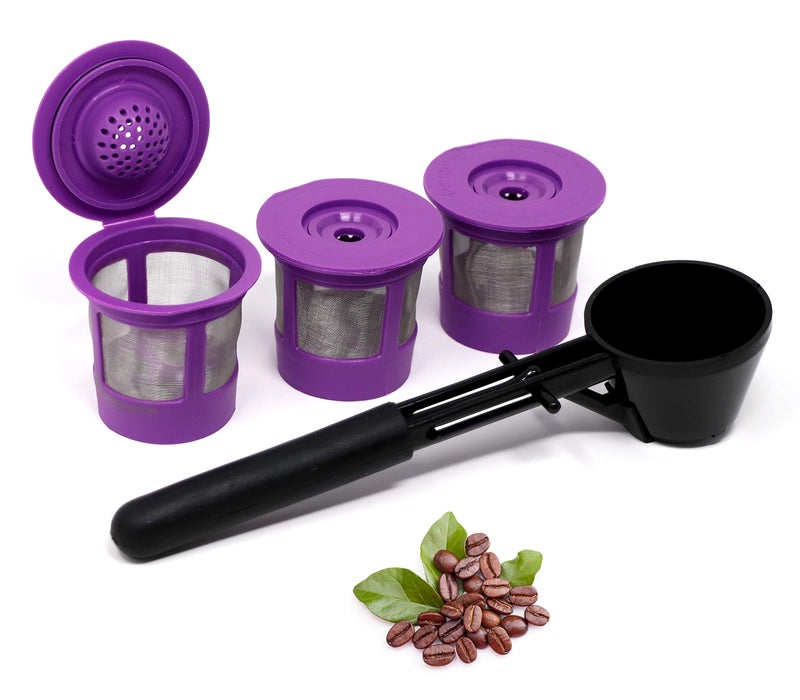 PUREHQ Reusable K Cups Coffee Filter Pod for Keurig 1.0 & 2.0 Machines - Coffee Scoop Funnel and 3 Pack K Cup Filters - Universal Refillable KCups - Fits K-Duo, K-Classic, K-Elite, K-Select, K-Cafe Brewers - Image 1