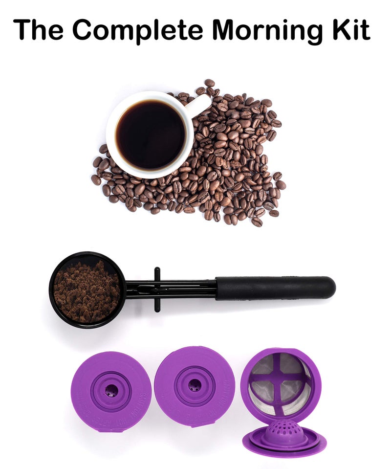 PUREHQ Reusable K Cups Coffee Filter Pod for Keurig 1.0 & 2.0 Machines - Coffee Scoop Funnel and 3 Pack K Cup Filters - Universal Refillable KCups - Fits K-Duo, K-Classic, K-Elite, K-Select, K-Cafe Brewers - Image 2
