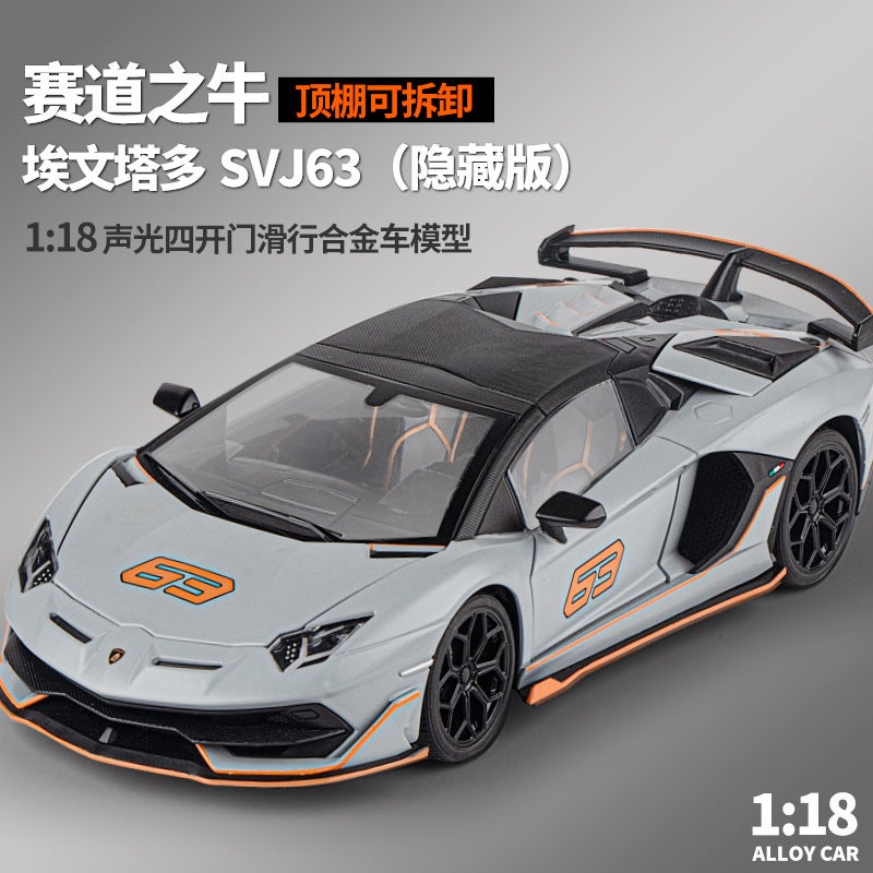 1/18 Scale Lamborghini SVJ63 Alloy Model Toy Car for Boys Valentine Gift Grey - Image 4