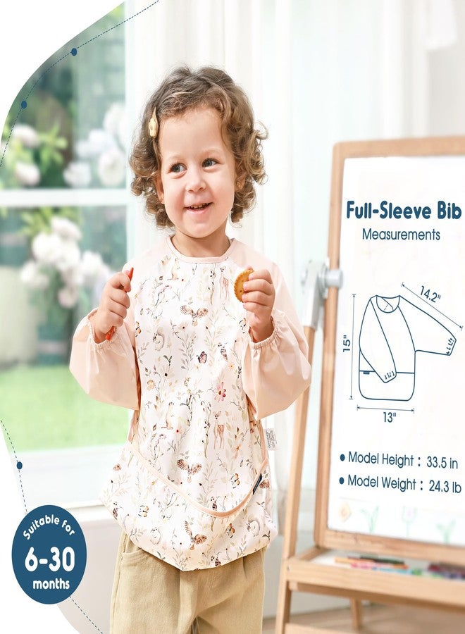 GRSSDER 2 Pack Long Sleeve Baby Feeding Bibs, Super Soft Lightweight Waterproof Coverall Baby Led Weaning Bib with Large Food Catcher Pocket, Adjustable and Easy Clean for 6-30 Months - Image 3