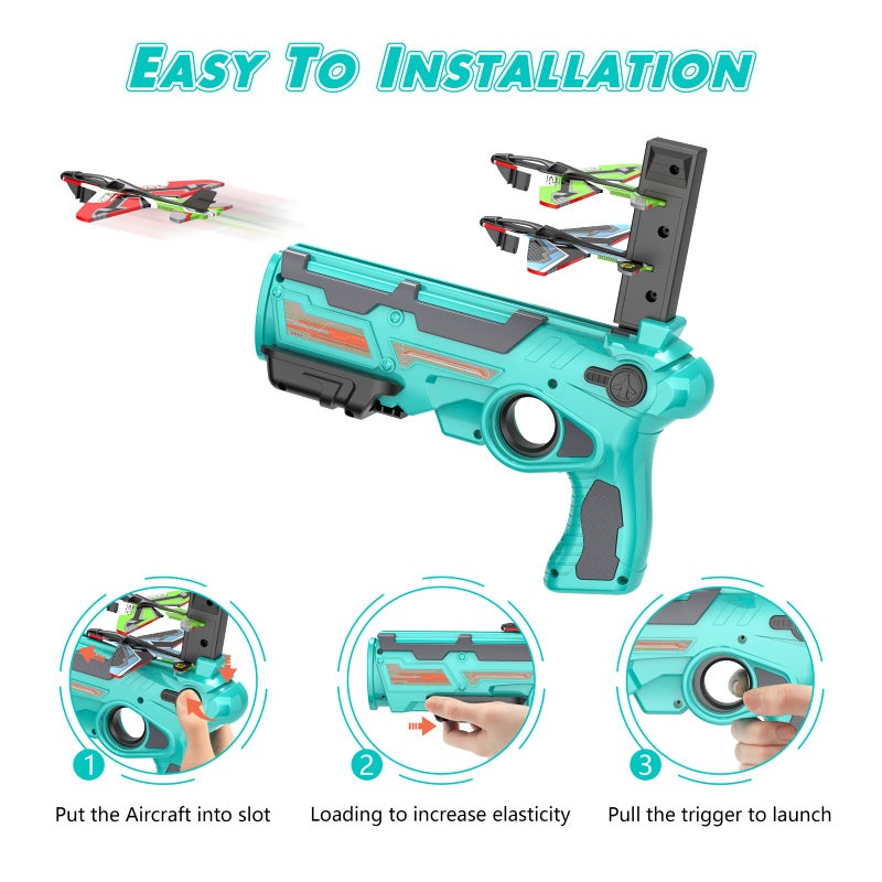 Zain Airplane Toys for 4 5 6 Years Old Boys Outdoor Toys for Kids Ages 4 8 Catapult Airplane with 8 pcs Glider Plane Boys Toys Age 6 8 with One Click Ejection Airplane Game Gifts for 4 8 Years old Boys - Image 5
