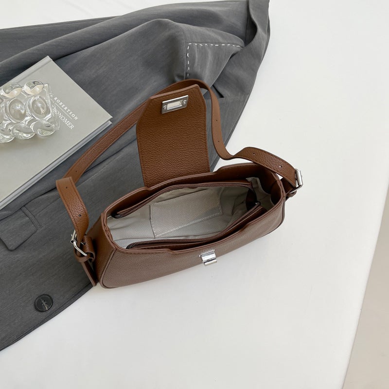 Simple Underarm Small Square Bag Women'S 2025 Spring New Niche High-Grade Sensitive Solid Color Lock Buckle Shoulder Bag - Image 5