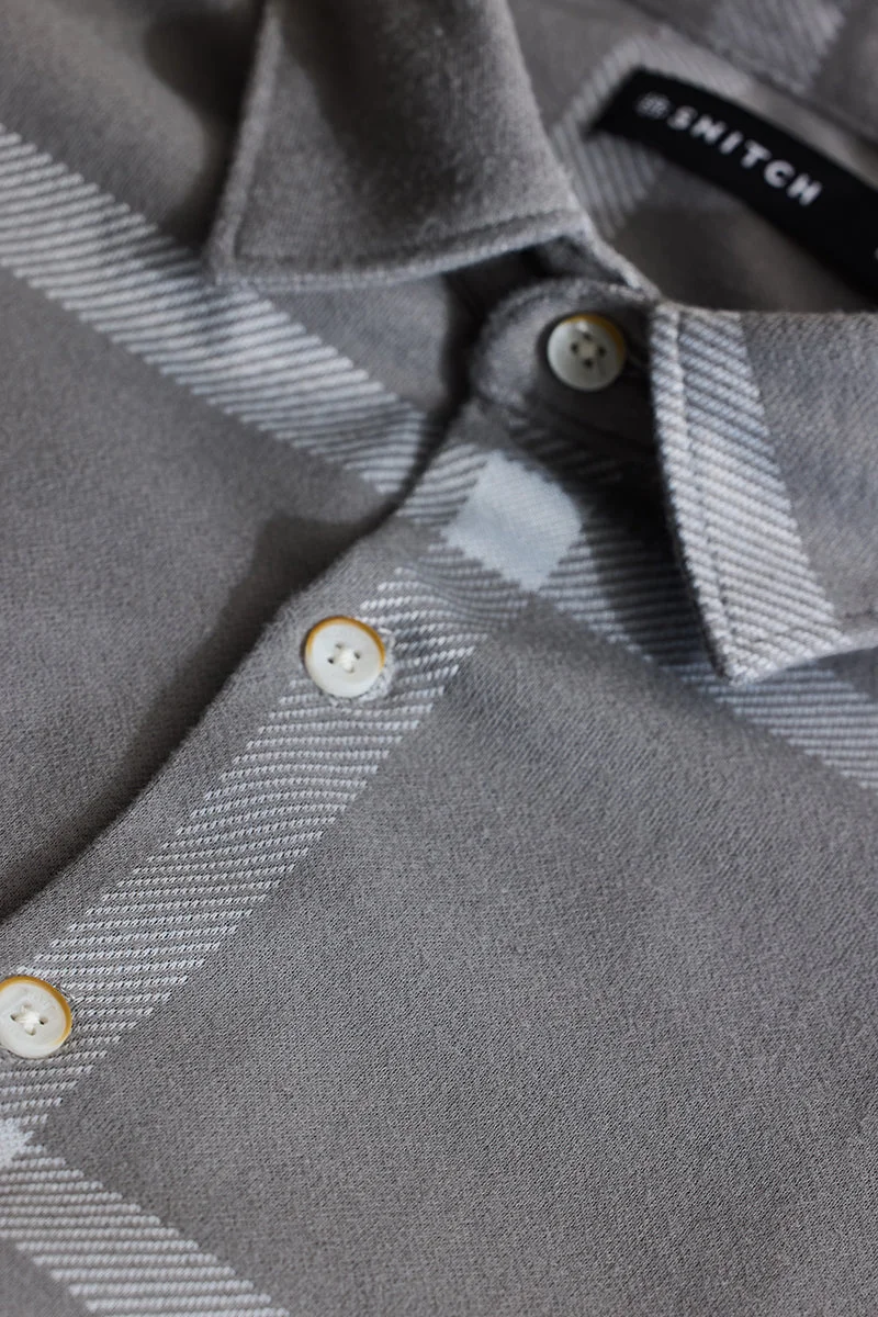 SNITCH Grey Checks Slim Fit Shirt