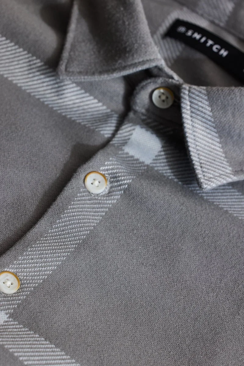SNITCH Grey Checks Slim Fit Shirt