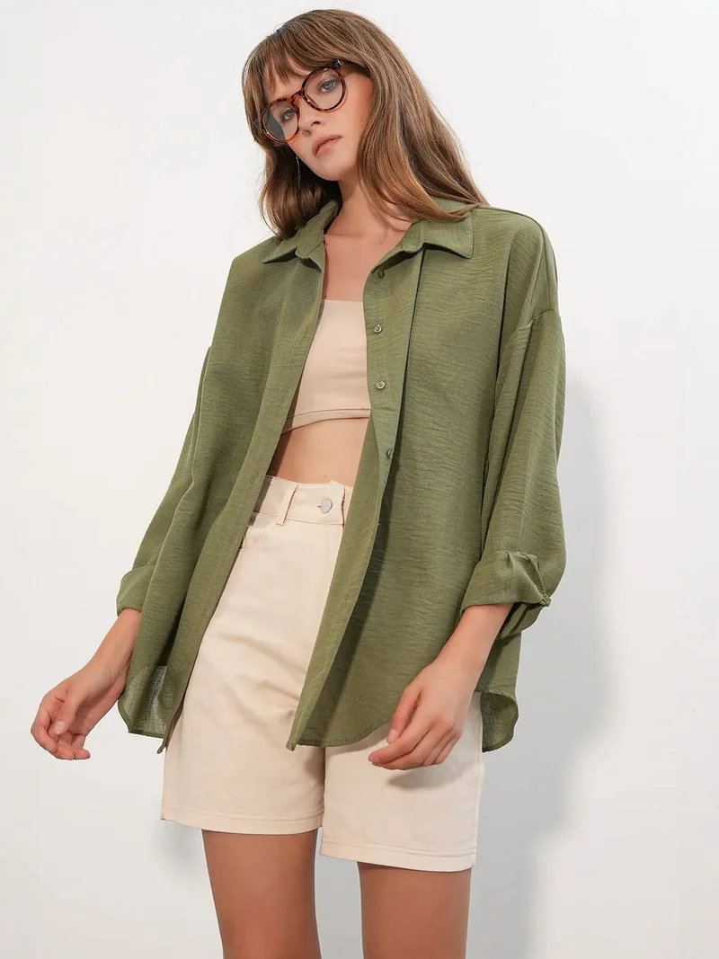 Big Dart BDART Embroidered Long Sleeve Shirt with Button Closure
