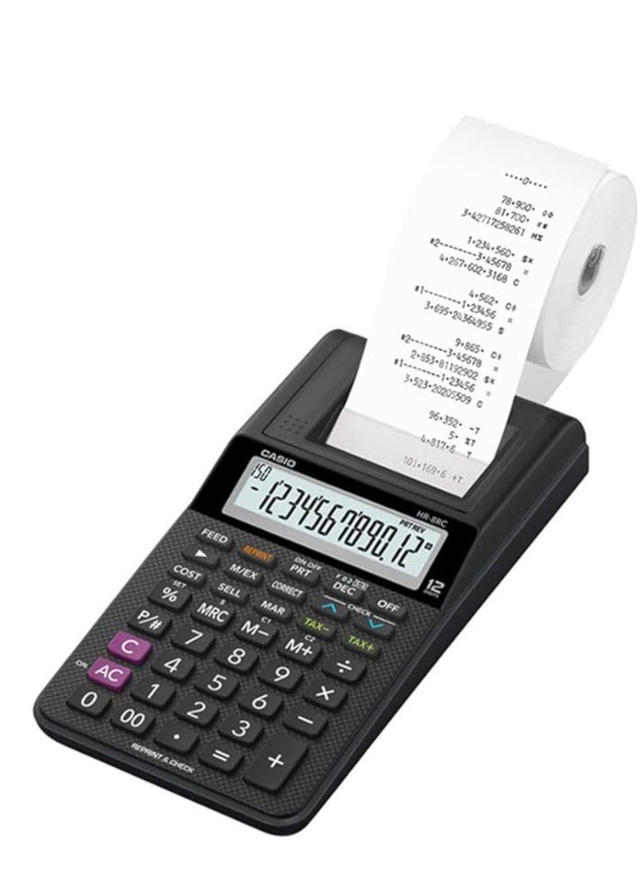 Generic Casio HR8RC Mini Printing Calculator, Black  - Image 1