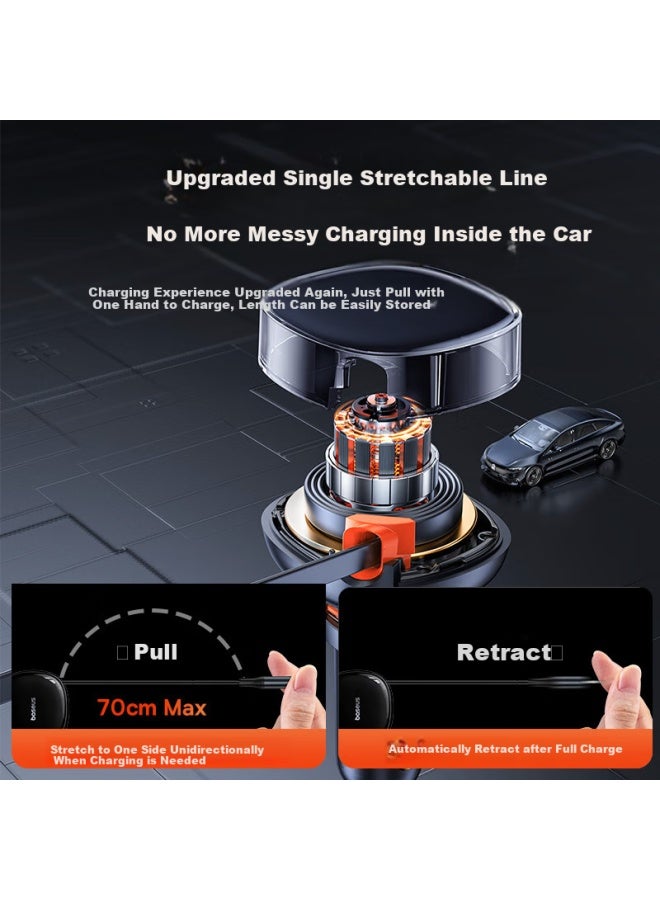 Baseus Car Charger And ette Lighter Dual-port Super Fast Charging Adapter With Retractable Cable Type-c 60w 1 - Image 2