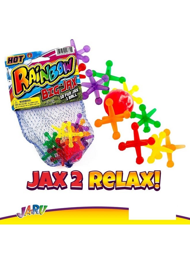 Ja-Ru Big Rainbow Jacks Game W/Bouncy Ball (1 Set, 10 Jax Pieces) Vintage Board Games, Classic Kids Toys. Party Favor, Stocking Stuffers, Pinata Filler. Indoor & Outdoor Games. 731-1A - Image 4