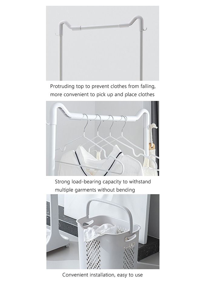 Arabest Hanger Witn 2 Dirty Clothes Basket,Floor Hanger Floor Hanger Suitable for Bedroom Corridor Entrance (Two Baskets) - Image 2