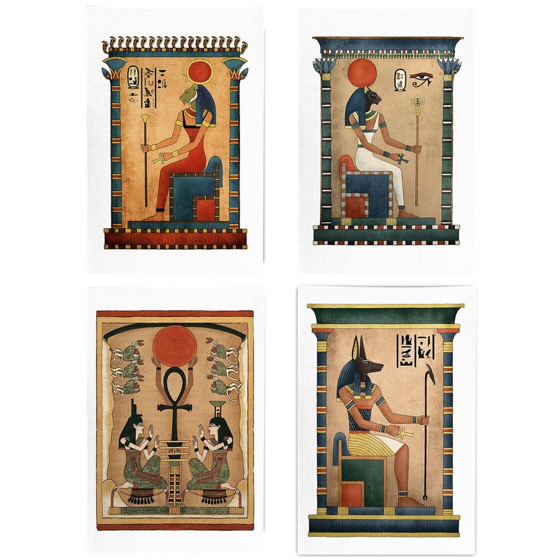 kunlisa Egyptian Decor,Vintage Kitchen Towels,Ancient Egypt Gods Hand Towels for Kitchen Bathroom,Spa Towels,Spa Hand Towels,16x24 Inch Set of 4 - Image 1