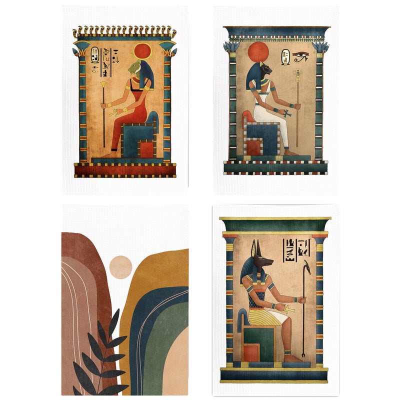 kunlisa Egyptian Decor,Vintage Kitchen Towels,Ancient Egypt Gods Hand Towels for Kitchen Bathroom,Spa Towels,Spa Hand Towels,16x24 Inch Set of 4 - Image 5