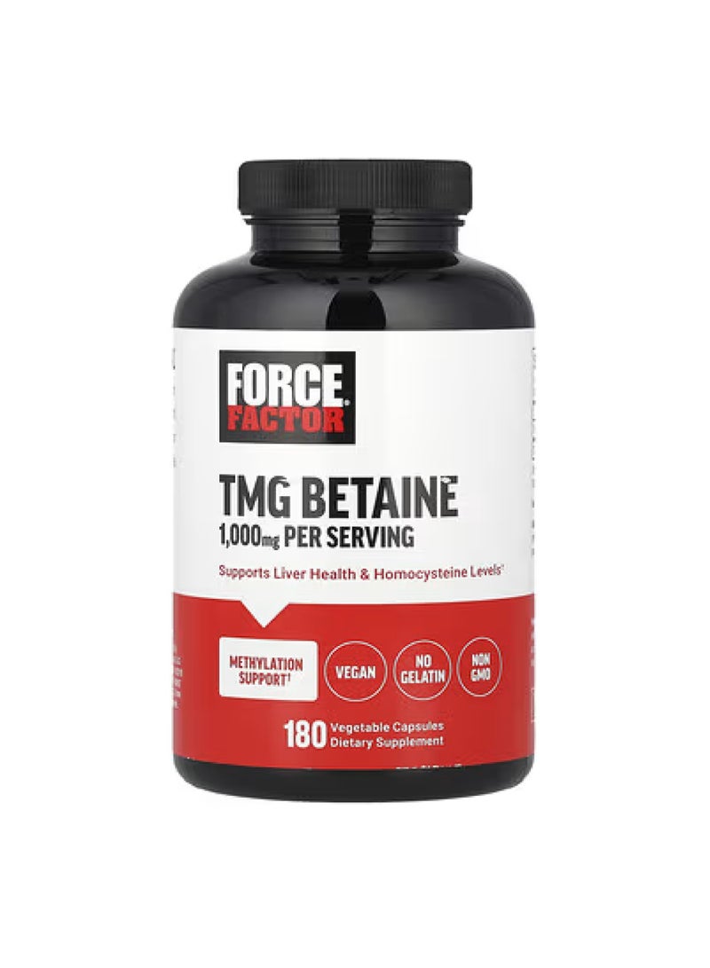 TMG Betaine, 180 Vegetable Capsules (1000 mg per serving)