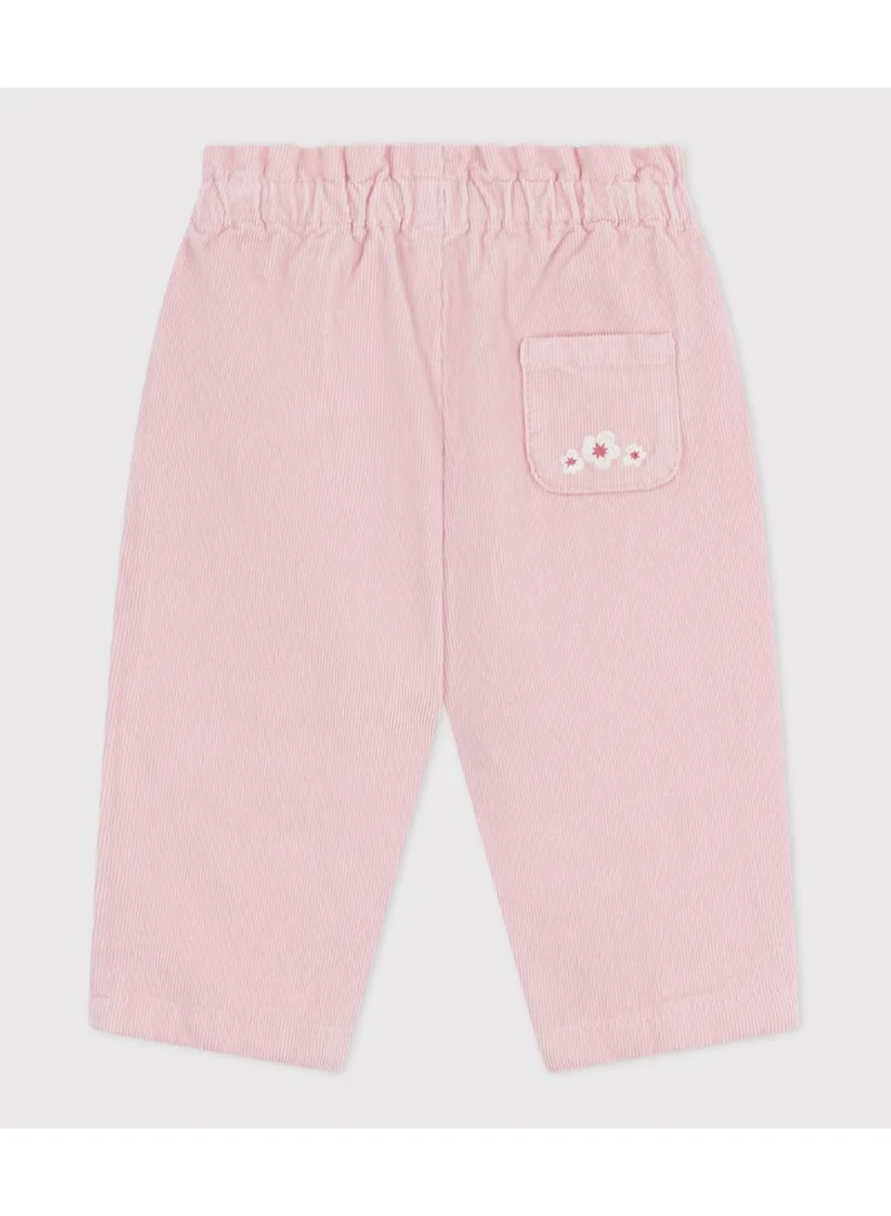 بيتي باتو بنطلون مخمل سادة للأطفال بجيوب خلفية مطرزة