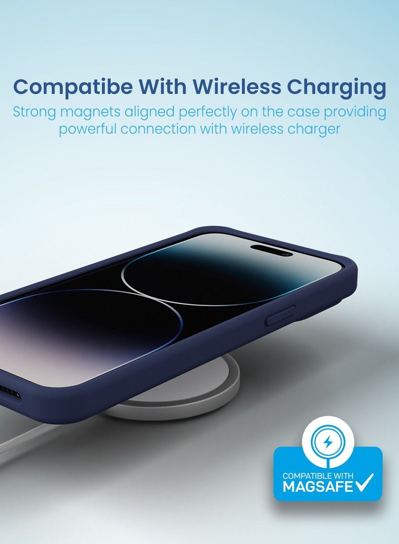 Remson Mag-X Magnetic Hybrid Protective Silicone Case Protection Compatible For iPhone 14 Pro (Blue) - Image 4