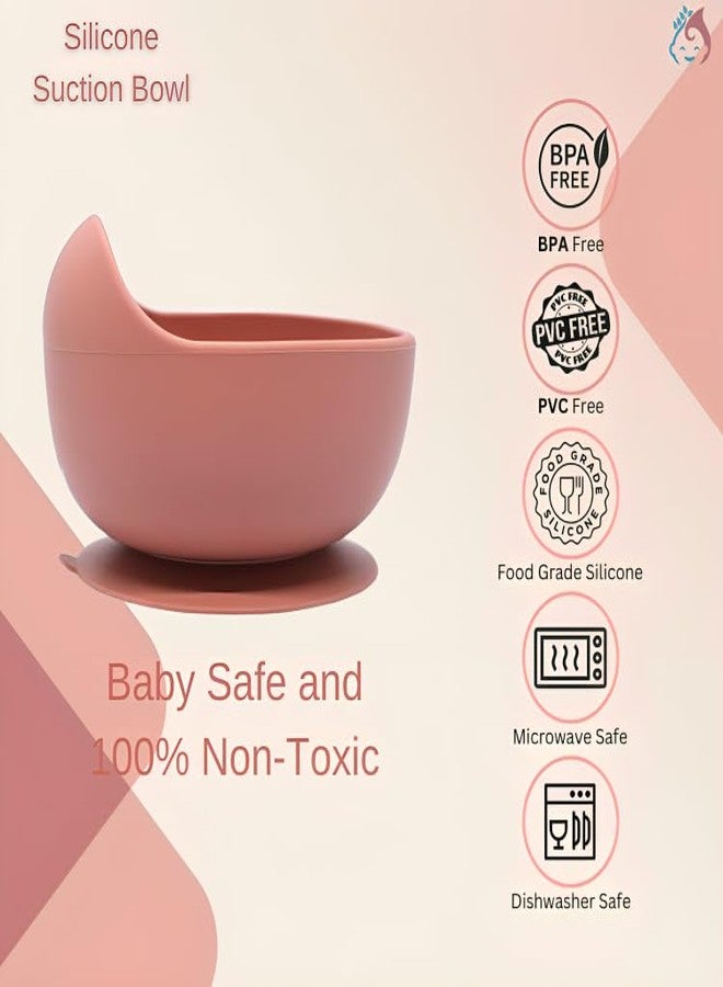 Babylief™ Silicone Suction Bowl and Wooden Handled Silicone Spoon Combo (Pink) - Image 3