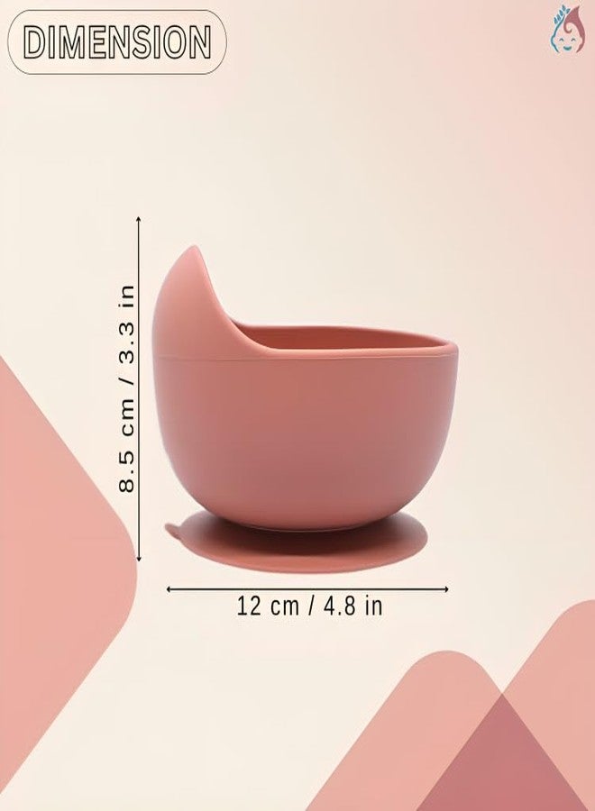 Babylief™ Silicone Suction Bowl and Wooden Handled Silicone Spoon Combo (Pink) - Image 4