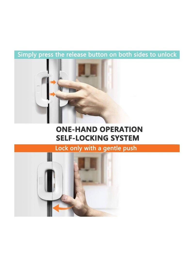 SYOSI - Upgrade Home Refrigerator Fridge Freezer Door Lock, Latch Catch Toddler Kids Child Baby Safety Lock Easy to Install and Use 3m Vhb Adhesive No Tools Need or Drill for Most Fridges(White, 2 Pack) - Image 1