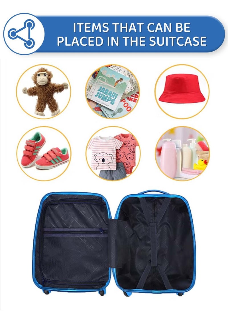 موفانت مجموعة حقائب سفر للأطفال من 3 قطع مع وسادة على شكل حرف U، مجموعة حقائب سفر محمولة للأطفال على شكل ديناصور مقاس 18 بوصة مع حقيبة مدرسية، مجموعة حقائب سفر للأطفال الصغار، مجموعة حقائب سفر محمولة للأطفال الأولاد والبنات من 1 إلى 3 أيام سفر، مادة ABS+PC، لون أزرق - Image 4