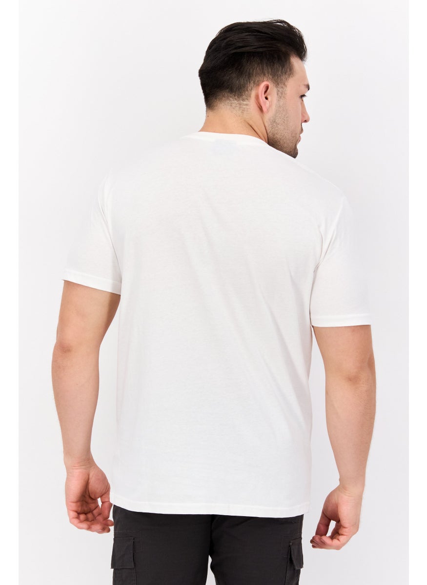 ELVIS Men Crew Neck Short Sleeves Graphic Print T-Shirt, Off White  - Image 3