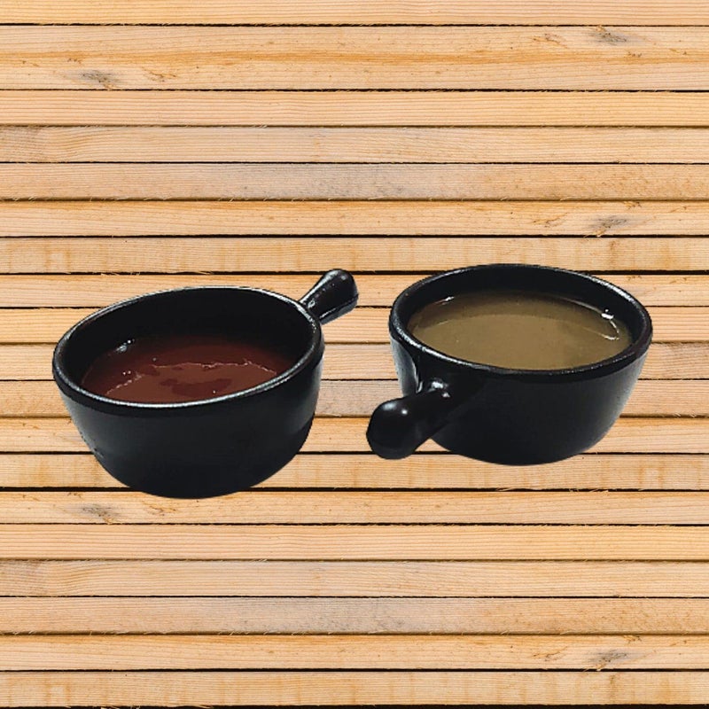 DECOR VIBES Melamine Bat Platter for French Fries, Momos, Paneer Tikka, Serving Platter with 2 Handle Dip Bowl Unbreakable Serving Starter, Dessert and Snacks Platter/Tray (Matt Black, Combo of 4 ) - Image 3