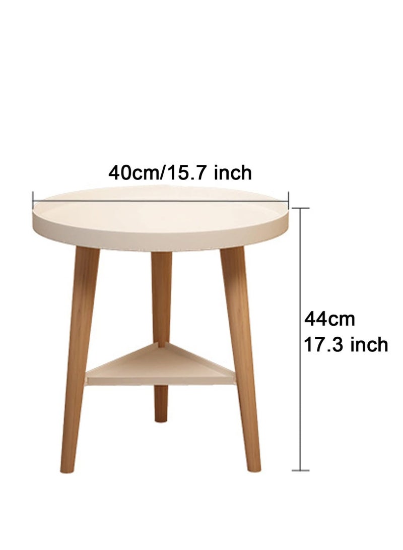 Generic Small Side Table with Storage Space, Round Side Table with 2 Levels and Storage Compartment for Indoor and Outdoor Patio, Round Bedside Table for Sundries, Books  - Image 4