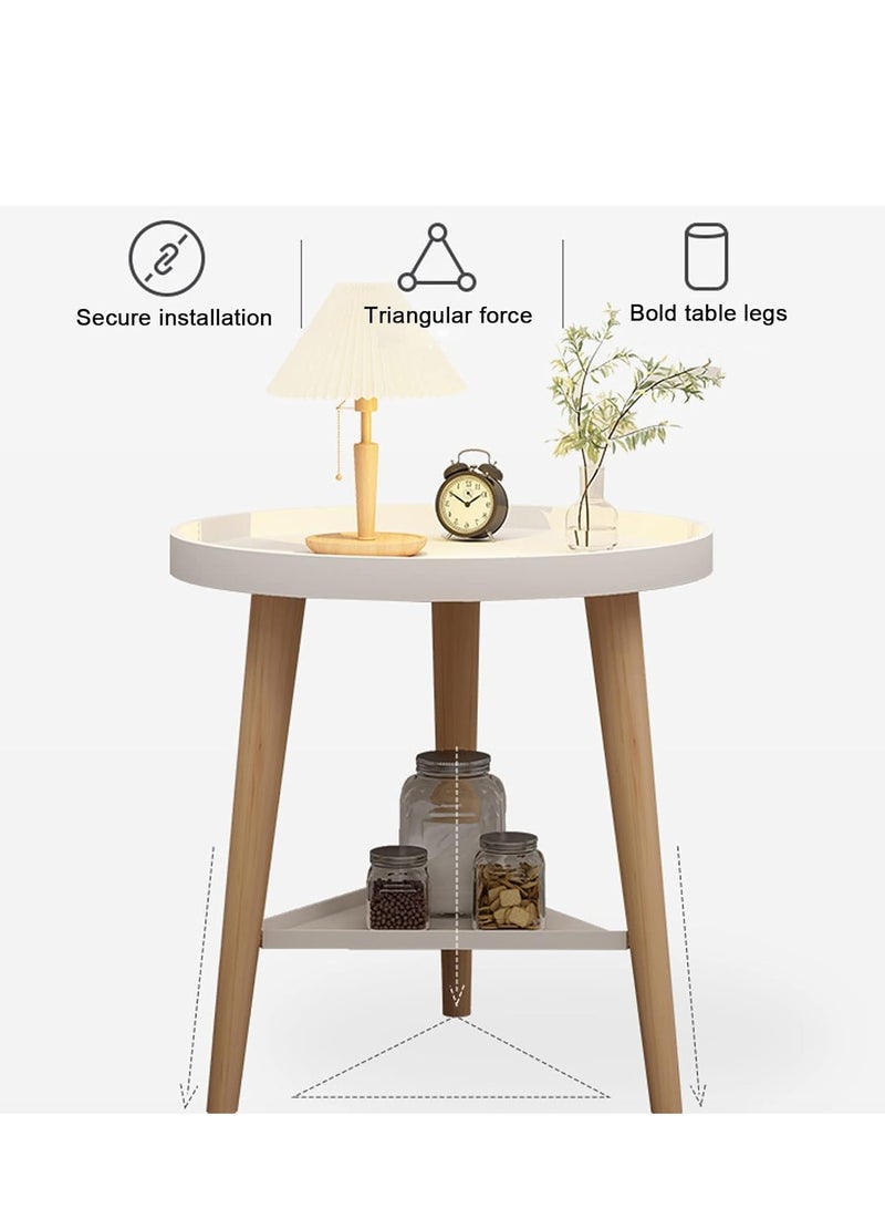 Generic Small Side Table with Storage Space, Round Side Table with 2 Levels and Storage Compartment for Indoor and Outdoor Patio, Round Bedside Table for Sundries, Books  - Image 5
