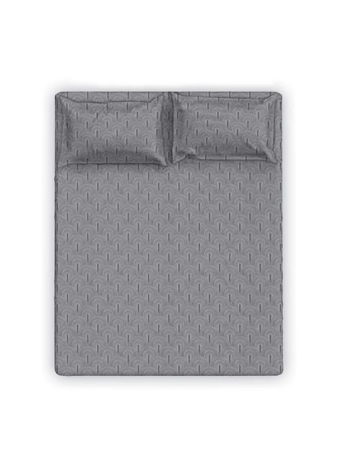 DANUBE HOME Albany Single Bed Fitted Sheet Set 120X200+30 Cm/50X75+15 Cm Scallop Grey (ANU-DUB-034 A)